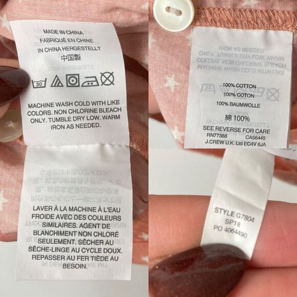 Madewell Star Scatter Wrap Top Peach Blush 100% Cotton 3/4 Sleeve‎ Tie Waist XS - Picture 8 of 10